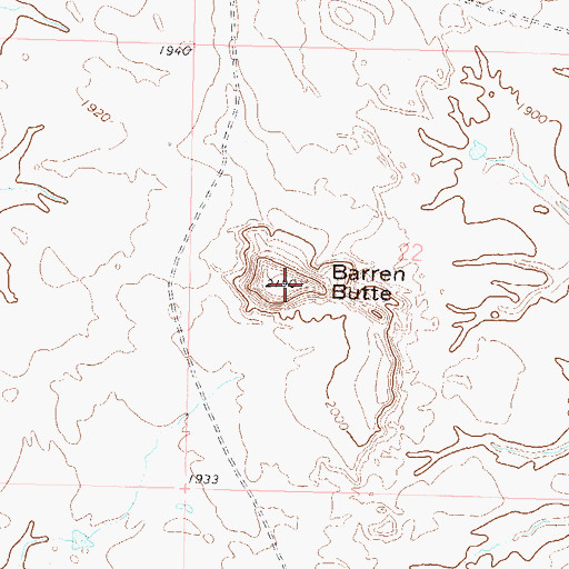 Topographic Map of Barren Butte, ND