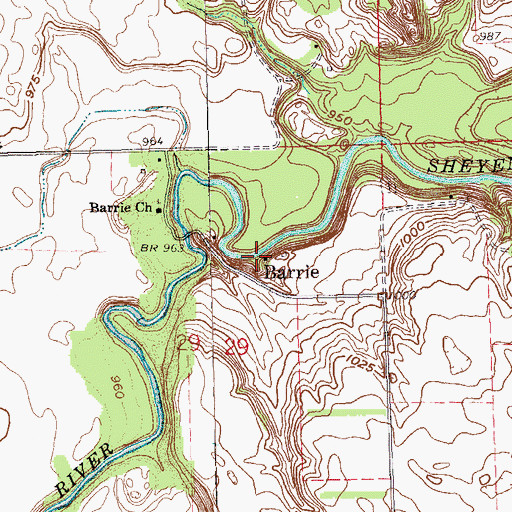 Topographic Map of Barrie, ND