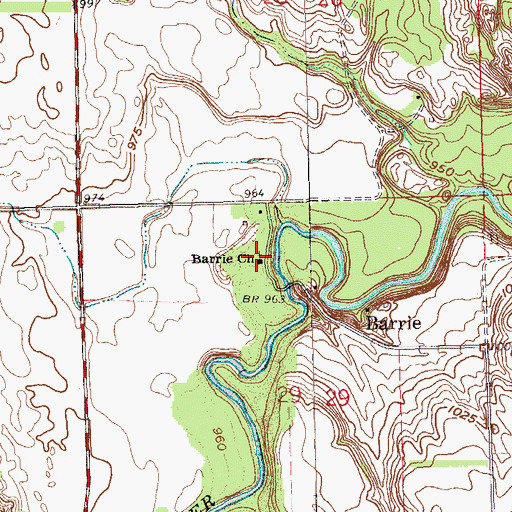 Topographic Map of Barrie Church, ND