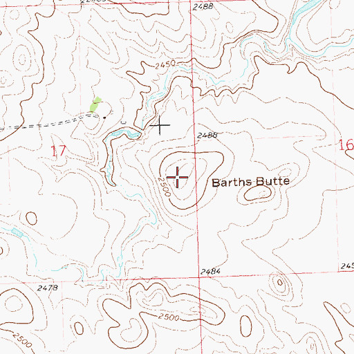 Topographic Map of Barths Butte, ND
