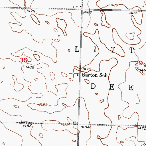 Topographic Map of Barton School, ND