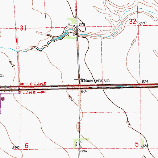 Topographic Map of Baseview Church, ND