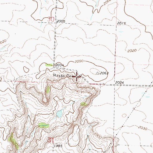 Topographic Map of Basto Cemetery, ND