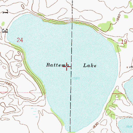 Topographic Map of Battema Lake, ND