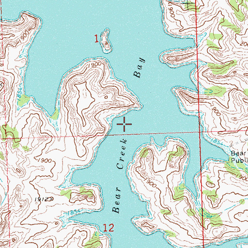 Topographic Map of Bear Creek Bay, ND