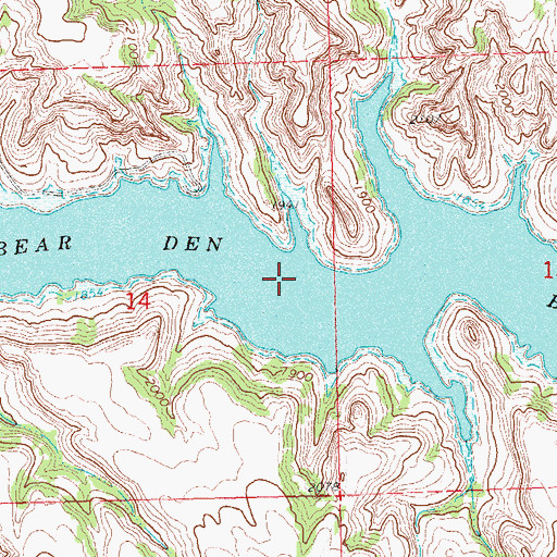 Topographic Map of Bear Den Bay, ND