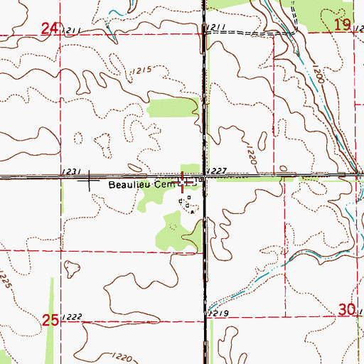 Topographic Map of Beaulieu Cemetery, ND