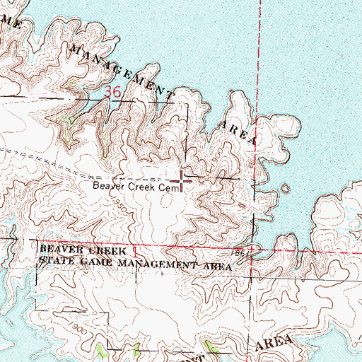 Topographic Map of Beaver Creek Cemetery, ND