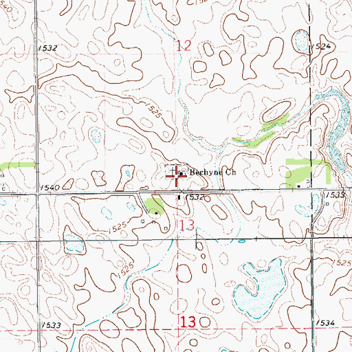 Topographic Map of Bechyne Church, ND