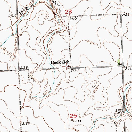 Topographic Map of Beck School, ND