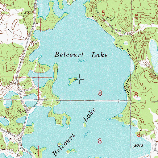 Topographic Map of Belcourt Lake, ND