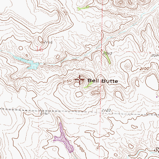 Topographic Map of Bell Butte, ND