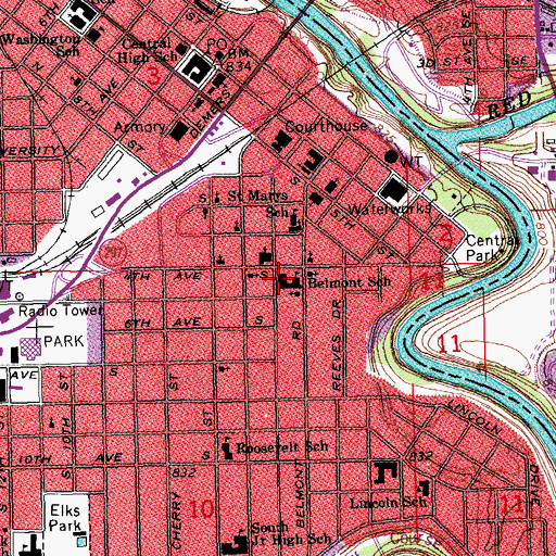 Topographic Map of Phoenix Elementary School, ND