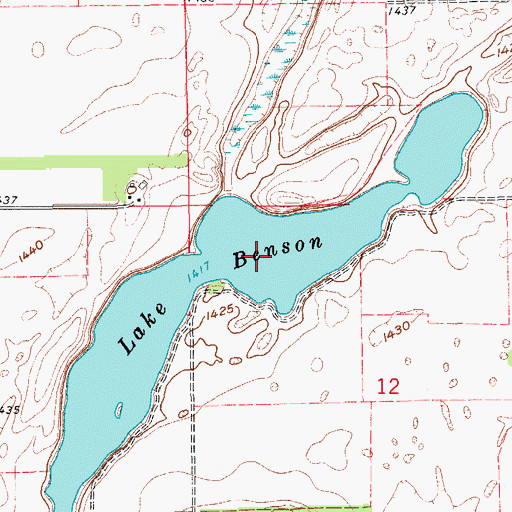 Topographic Map of Lake Benson, ND