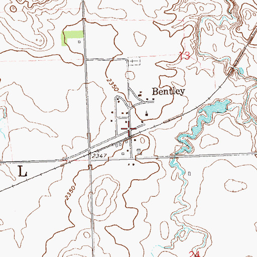 Topographic Map of Bentley, ND