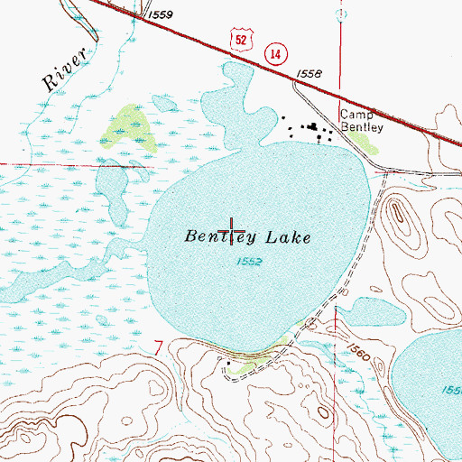 Topographic Map of Bentley Lake, ND