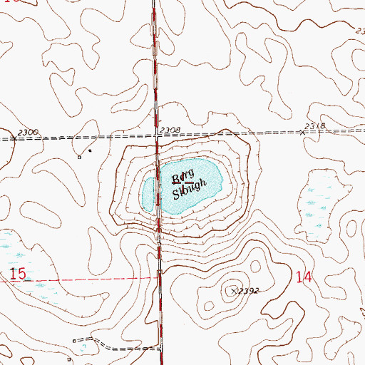 Topographic Map of Berg Slough, ND