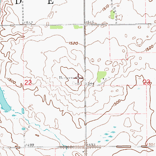 Topographic Map of Bergen Church, ND