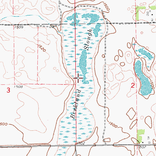 Topographic Map of Berkland Slough, ND