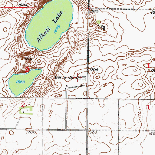 Topographic Map of Berlin Cemetery, ND