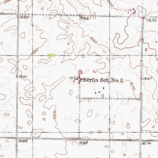 Topographic Map of Berlin School Number 3, ND