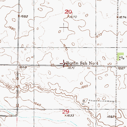 Topographic Map of Berlin School Number 4, ND
