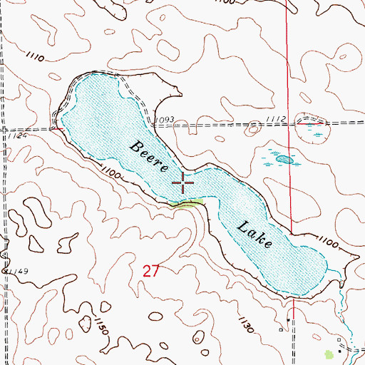 Topographic Map of Berre Lake, ND