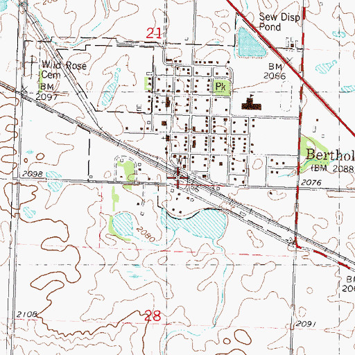 Topographic Map of Berthold, ND