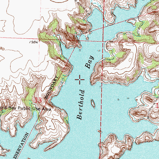 Topographic Map of Berthold Bay, ND