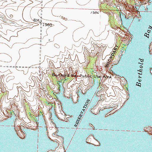 Topographic Map of Berthold Bay Public Use Area, ND