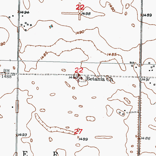 Topographic Map of Betania Church, ND