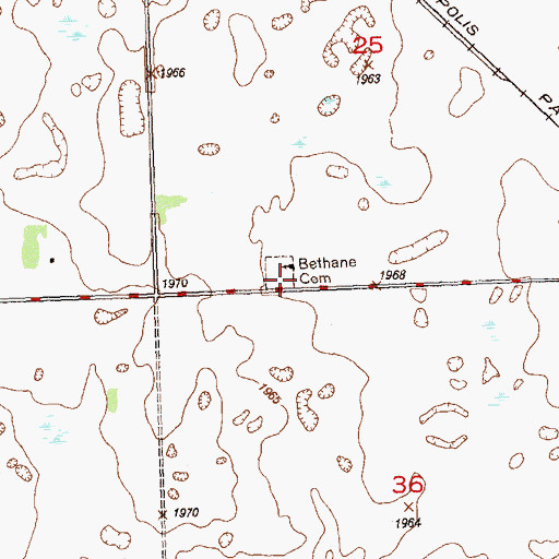 Topographic Map of Bethany Lutheran Cemetery, ND
