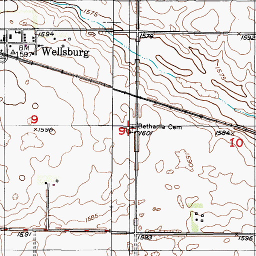 Topographic Map of Bethania Cemetery, ND