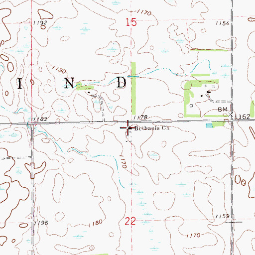 Topographic Map of Bethania Church, ND
