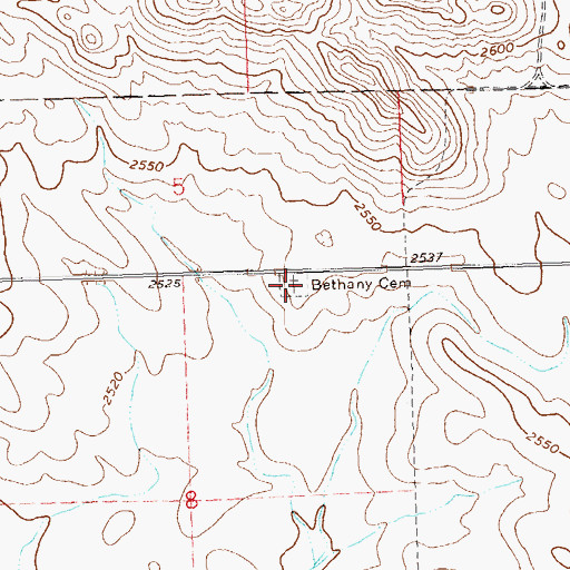 Topographic Map of Bethany Congregational Cemetery, ND