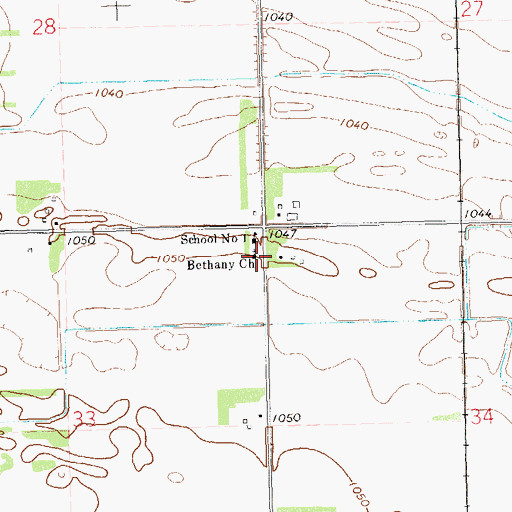 Topographic Map of Bethany Church, ND