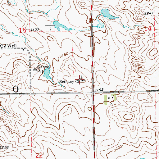 Topographic Map of Bethany Church, ND