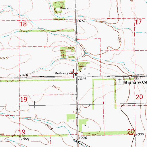 Topographic Map of Bethany Church, ND