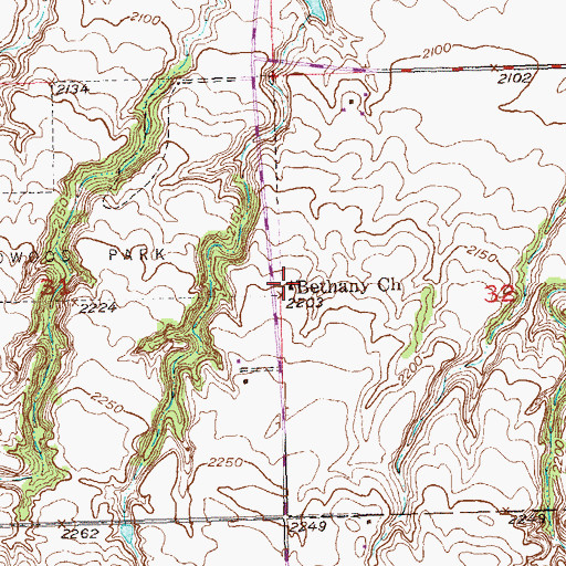Topographic Map of Bethany Church, ND
