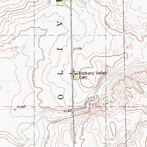 Topographic Map of Bethany Valley Cemetery, ND