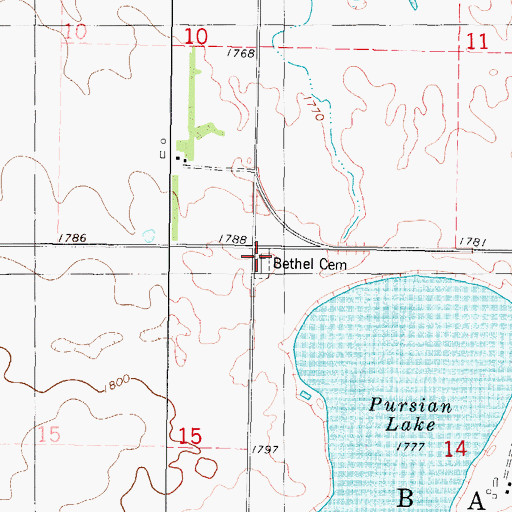Topographic Map of Bethel Cemetery, ND