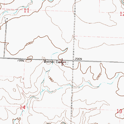 Topographic Map of Bethel Cemetery, ND