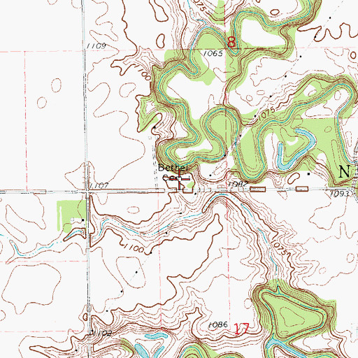 Topographic Map of Bethel Cemetery, ND