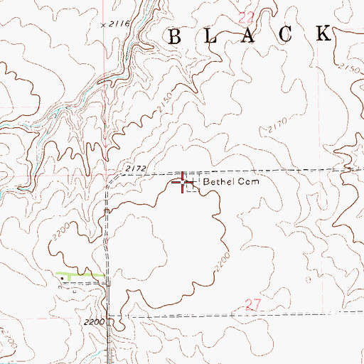 Topographic Map of Bethel Cemetery, ND