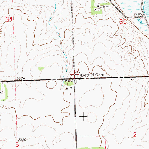 Topographic Map of Bethel Cemetery, ND