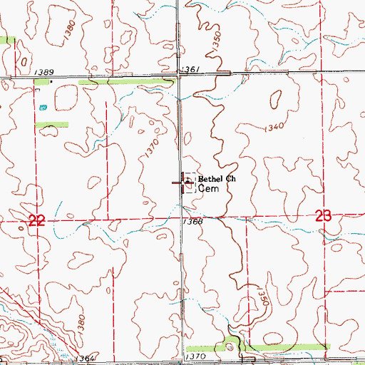 Topographic Map of Bethel Church, ND