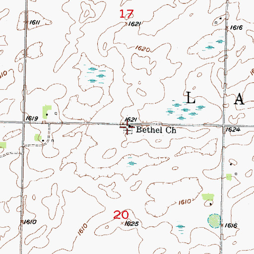 Topographic Map of Bethel Church, ND