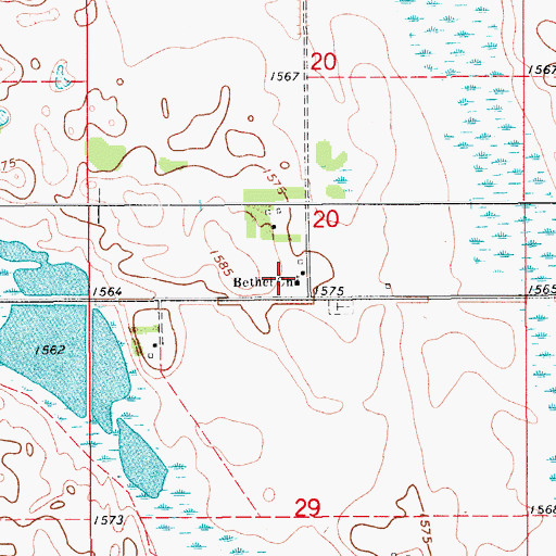 Topographic Map of Bethel Church, ND