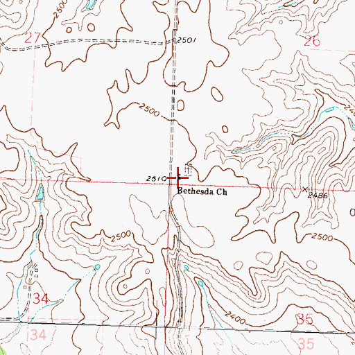 Topographic Map of Bethesda Church, ND