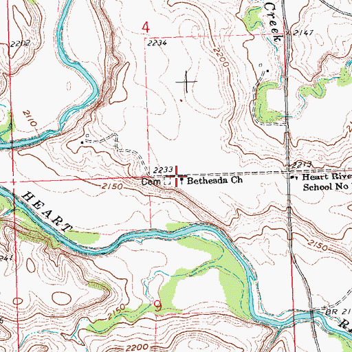 Topographic Map of Bethesda Church, ND